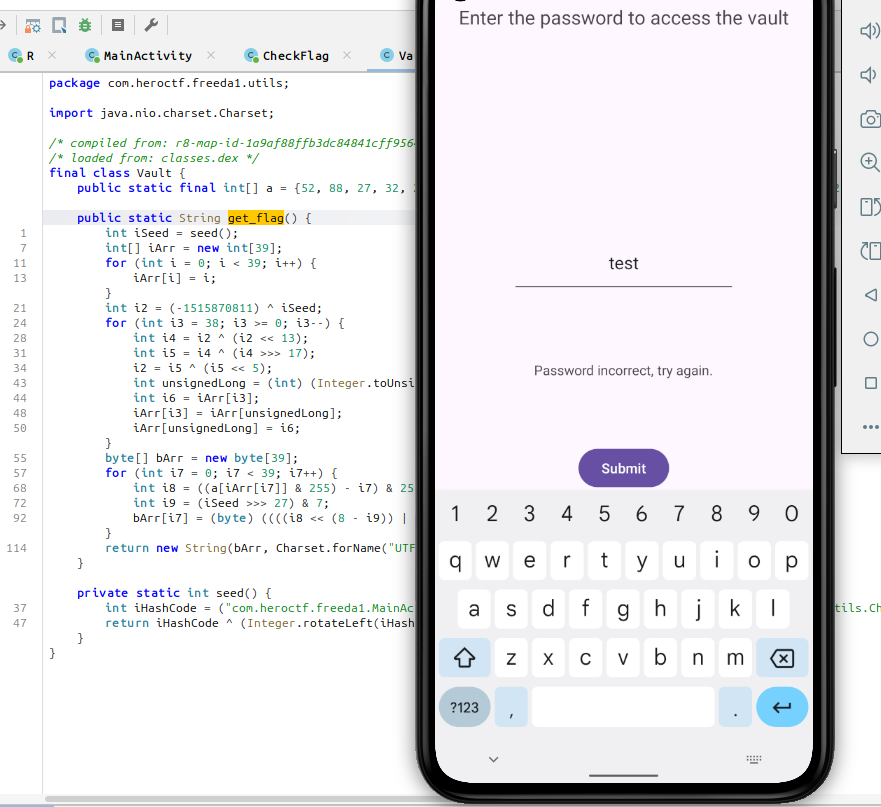 Emulated phone with the application open