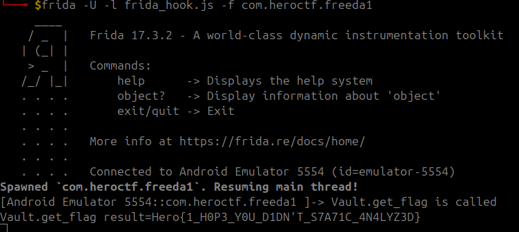 Terminal screenshot showing the flag