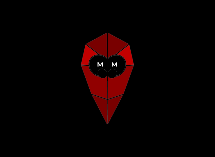 Abstract logo made of red triangles with two M letters